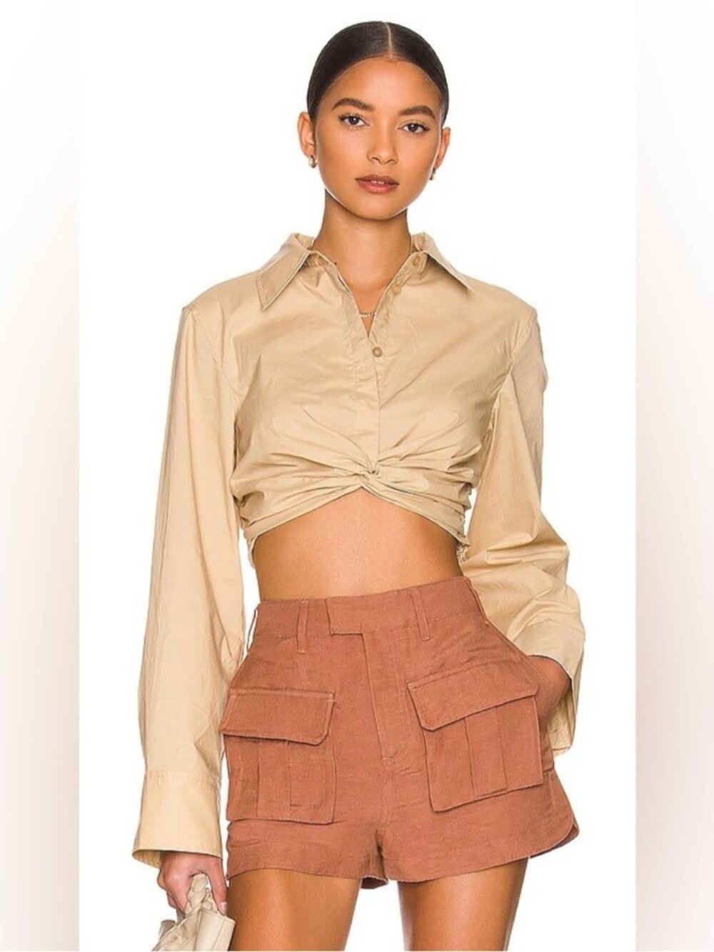 L’academie x revolve cropped cotton crisp blouse small